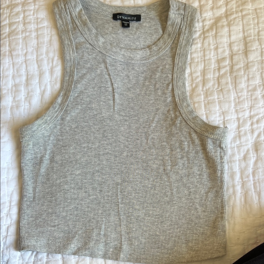 Dynamite Light Gray Ribbed Crop Top